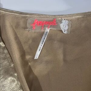 Free People Tan/gold Satin dress